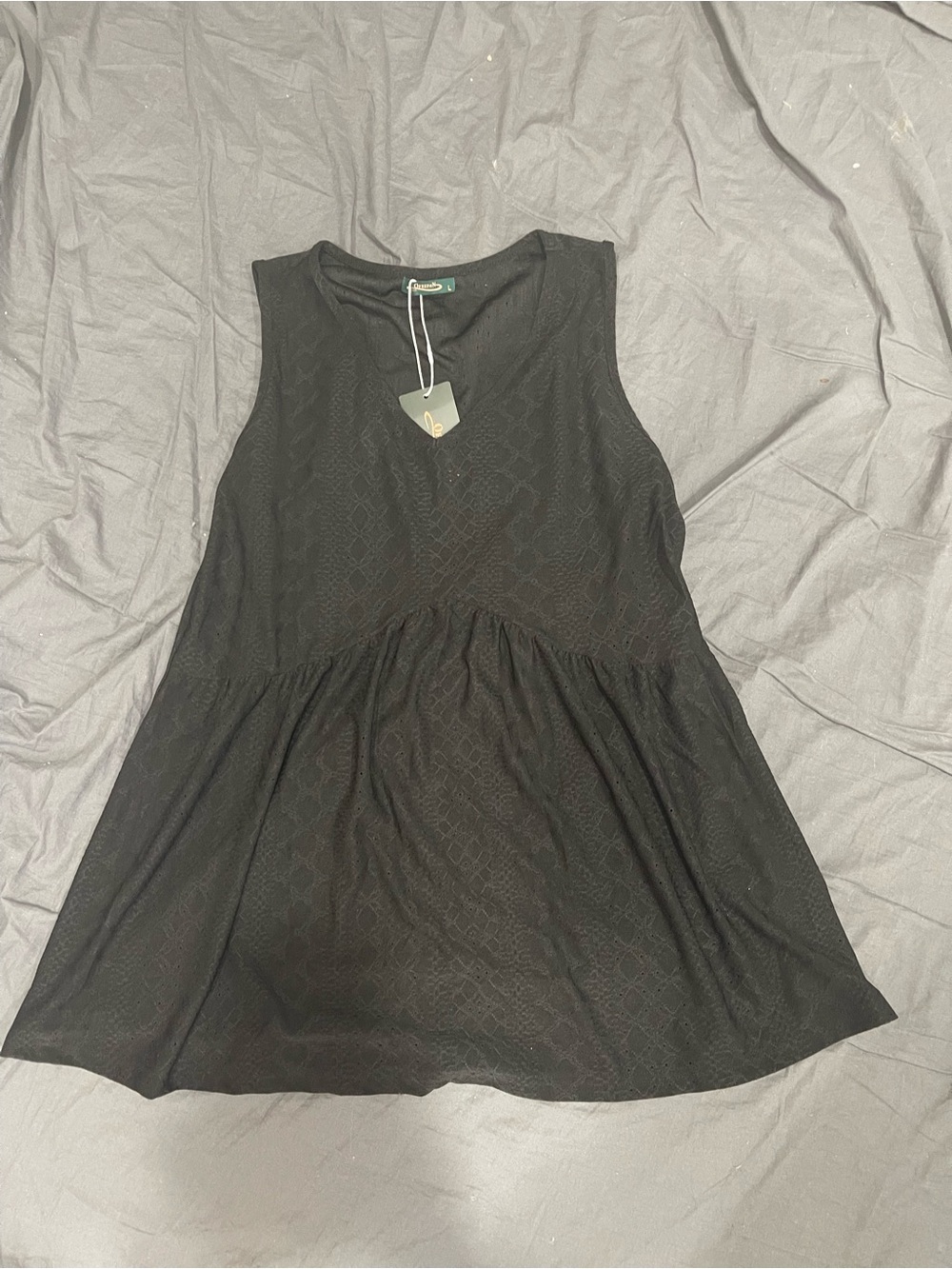 Black Sleeveless OfeefanPeplum Tank Top